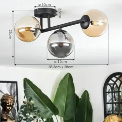 hofstein Chehalis Plafonnier, Boule lumineuse Ambre, Fumé, 3 lumières