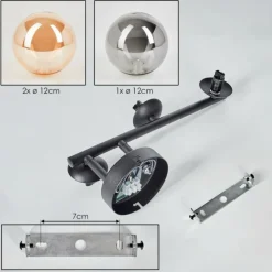 hofstein Chehalis Plafonnier, Boule lumineuse Ambre, Fumé, 3 lumières