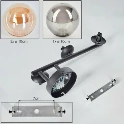 hofstein Chehalis Plafonnier, Boule lumineuse Ambre, Fumé, 3 lumières