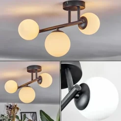 hofstein Chehalis Plafonnier, Boule lumineuse Blanc, 3 lumières