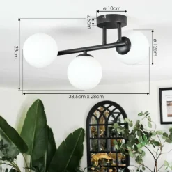 hofstein Chehalis Plafonnier, Boule lumineuse Blanc, 3 lumières