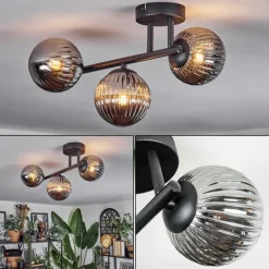 hofstein Chehalis Plafonnier, Boule lumineuse Fumé, 3 lumières