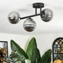 hofstein Chehalis Plafonnier, Boule lumineuse Fumé, 3 lumières