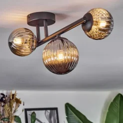 hofstein Chehalis Plafonnier, Boule lumineuse Fumé, 3 lumières