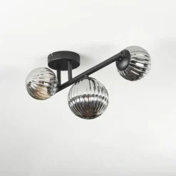 hofstein Chehalis Plafonnier, Boule lumineuse Fumé, 3 lumières