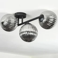 hofstein Chehalis Plafonnier, Boule lumineuse Fumé, 3 lumières