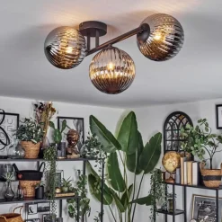 hofstein Chehalis Plafonnier, Boule lumineuse Fumé, 3 lumières