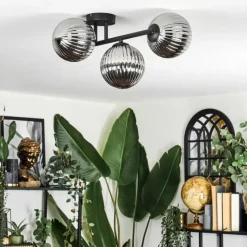 hofstein Chehalis Plafonnier, Boule lumineuse Fumé, 3 lumières