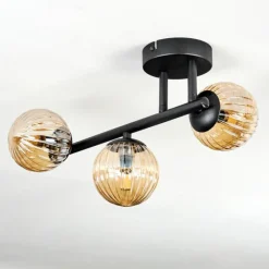 hofstein Chehalis Plafonnier, Boule lumineuse Ambre, 3 lumières