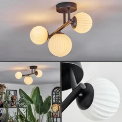 hofstein Chehalis Plafonnier, Boule lumineuse Blanc, 3 lumières