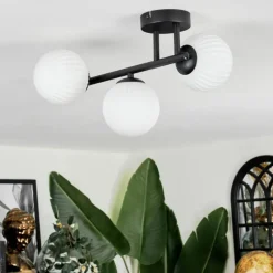 Lampes À Boules-hofstein Chehalis Plafonnier, Boule lumineuse Blanc, 3 lumières