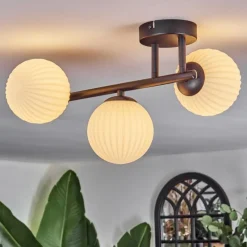 Lampes À Boules-hofstein Chehalis Plafonnier, Boule lumineuse Blanc, 3 lumières