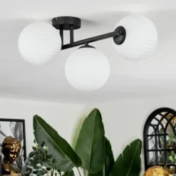 hofstein Chehalis Plafonnier, Boule lumineuse Blanc, 3 lumières