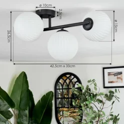 hofstein Chehalis Plafonnier, Boule lumineuse Blanc, 3 lumières