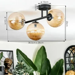 hofstein Chehalis Plafonnier, Boule lumineuse Ambre, 3 lumières