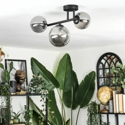 hofstein Chehalis Plafonnier, Boule lumineuse Fumé, 3 lumières