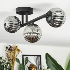 hofstein Chehalis Plafonnier, Boule lumineuse Fumé, 3 lumières