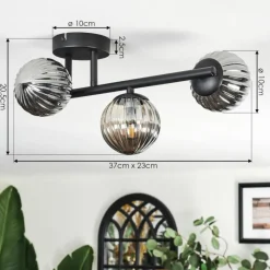 hofstein Chehalis Plafonnier, Boule lumineuse Fumé, 3 lumières