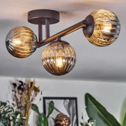 hofstein Chehalis Plafonnier, Boule lumineuse Fumé, 3 lumières