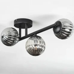 hofstein Chehalis Plafonnier, Boule lumineuse Fumé, 3 lumières