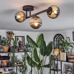 hofstein Chehalis Plafonnier, Boule lumineuse Fumé, 3 lumières