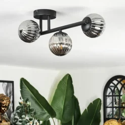 hofstein Chehalis Plafonnier, Boule lumineuse Fumé, 3 lumières