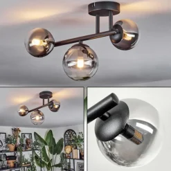 hofstein Chehalis Plafonnier, Boule lumineuse Clair, Fumé, 3 lumières