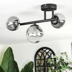 hofstein Chehalis Plafonnier, Boule lumineuse Clair, Fumé, 3 lumières