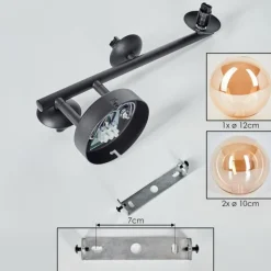 hofstein Chehalis Plafonnier, Boule lumineuse Ambre, 3 lumières