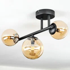 hofstein Chehalis Plafonnier, Boule lumineuse Ambre, 3 lumières