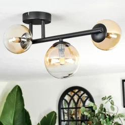 hofstein Chehalis Plafonnier, Boule lumineuse Ambre, Clair, 3 lumières