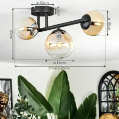 hofstein Chehalis Plafonnier, Boule lumineuse Ambre, Clair, 3 lumières