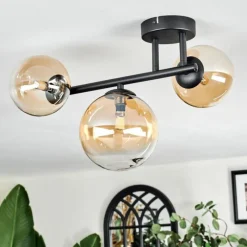 hofstein Chehalis Plafonnier, Boule lumineuse Ambre, Clair, 3 lumières