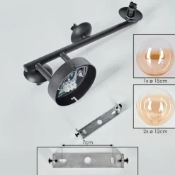 hofstein Chehalis Plafonnier, Boule lumineuse Ambre, Clair, 3 lumières