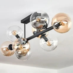 hofstein Chehalis Plafonnier, Boule lumineuse Ambre, Clair, Fumé, 8 lumières