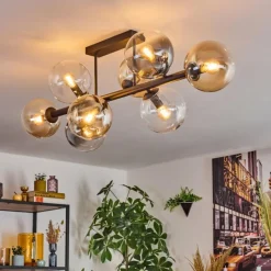 hofstein Chehalis Plafonnier, Boule lumineuse Ambre, Clair, Fumé, 8 lumières