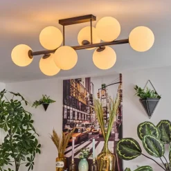 hofstein Chehalis Plafonnier, Boule lumineuse Blanc, 8 lumières