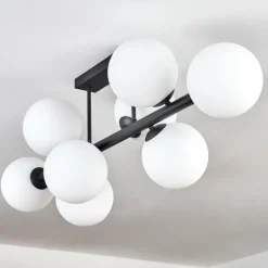 hofstein Chehalis Plafonnier, Boule lumineuse Blanc, 8 lumières