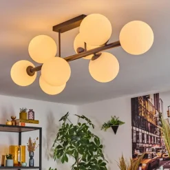 hofstein Chehalis Plafonnier, Boule lumineuse Blanc, 8 lumières
