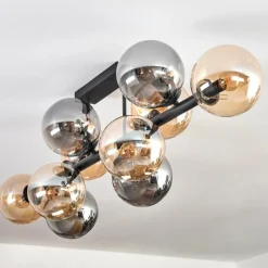 hofstein Chehalis Plafonnier, Boule lumineuse Ambre, Fumé, 10 lumières
