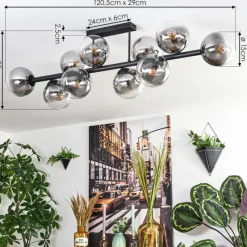 hofstein Chehalis Plafonnier, Boule lumineuse Clair, Fumé, 10 lumières