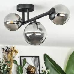 hofstein Chehalis Plafonnier, Boule lumineuse Fumé, 3 lumières