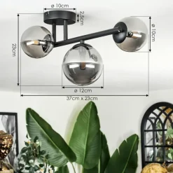 hofstein Chehalis Plafonnier, Boule lumineuse Fumé, 3 lumières