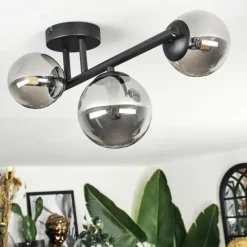 hofstein Chehalis Plafonnier, Boule lumineuse Fumé, 3 lumières