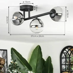 hofstein Chehalis Plafonnier, Boule lumineuse Clair, Fumé, 3 lumières