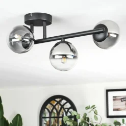 hofstein Chehalis Plafonnier, Boule lumineuse Clair, Fumé, 3 lumières