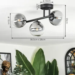 hofstein Chehalis Plafonnier, Boule lumineuse Clair, Fumé, 3 lumières