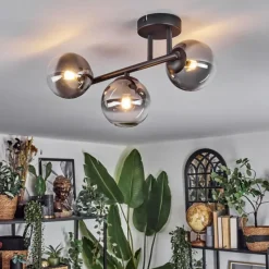 hofstein Chehalis Plafonnier, Boule lumineuse Clair, Fumé, 3 lumières