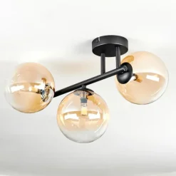 hofstein Chehalis Plafonnier, Boule lumineuse Ambre, Clair, 3 lumières