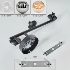 hofstein Chehalis Plafonnier, Boule lumineuse Ambre, Clair, Fumé, 3 lumières